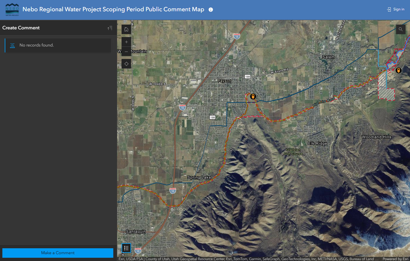 Screenshot of Comment Map